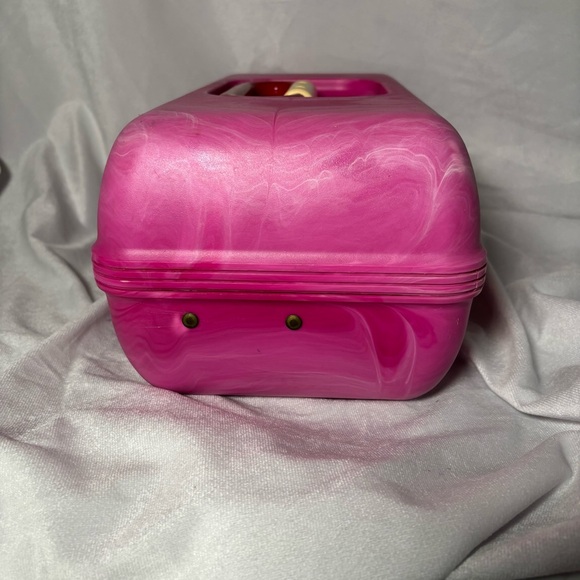Vintage Caboodles Makeup Case Organizer Pink Marble 90s Y2K Cosmetic Box Mirror - Picture 10 of 13
